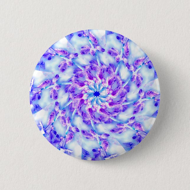Purple Flowers Mandala Pinback Button (Front)