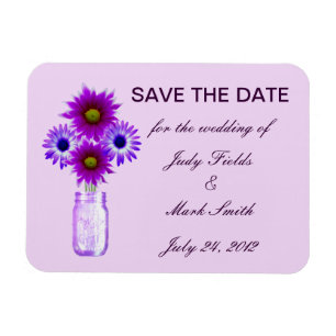 Purple Flowers Mason Jar Save The Date Magnet