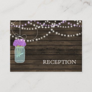 Purple Flowers Mason Jars Barn Wood Wedding Enclosure Card