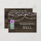 Purple Flowers Mason Jars Barn Wood Wedding Enclosure Card (Front/Back)