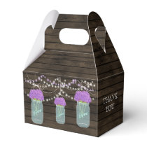 Purple Flowers Mason Jars Barn Wood Wedding Favor Boxes