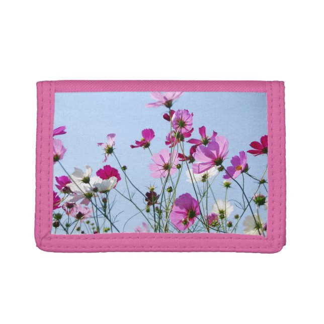 Purple Flowers Meadow Photo Trifold Wallet (Front)