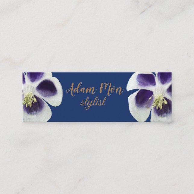 Purple Flowers Mini Business Card (Front)