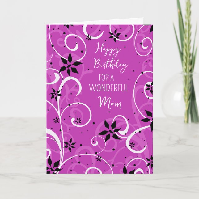 Purple Flowers Mom Birthday Card (Front)