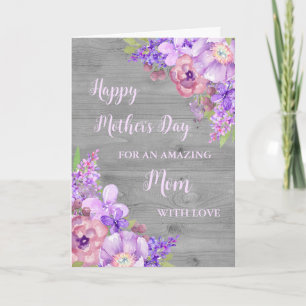 Purple Flowers Mom Happy Mother's Day Card