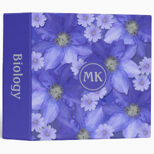 Purple Flowers Monogram 3 Ring Binder