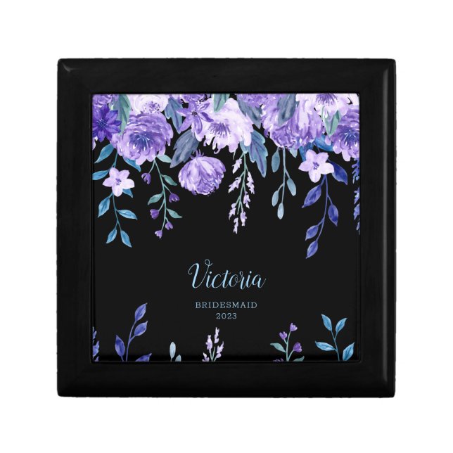 Purple Flowers Monogrammed Gift Box (Front)