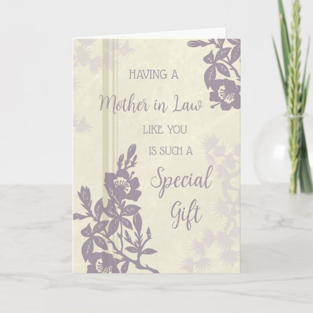 Purple Flowers Mother in Law Birthday Card (Front)