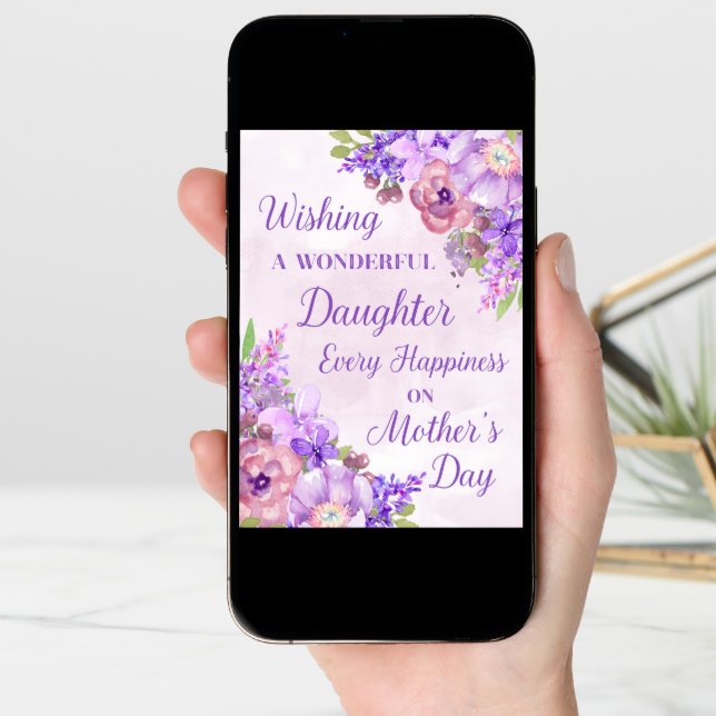 Purple Flowers Mother's Day Daughter Card (Front Digital)