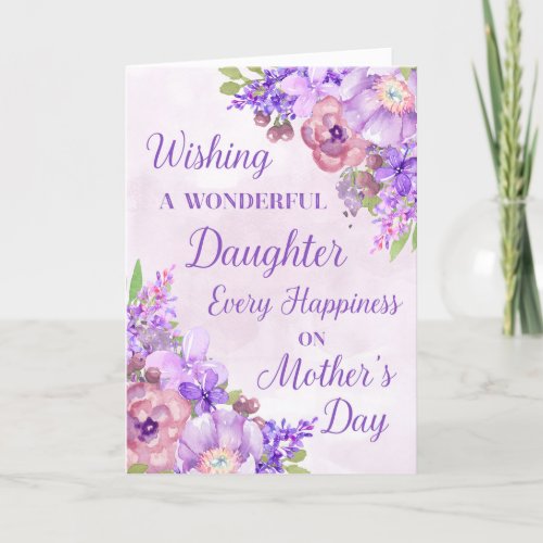 Purple Flowers Mothers Day Daughter Card