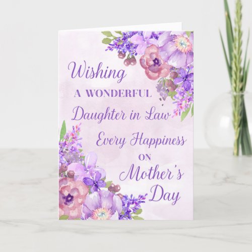 Purple Flowers Mothers Day Daughter in Law Card