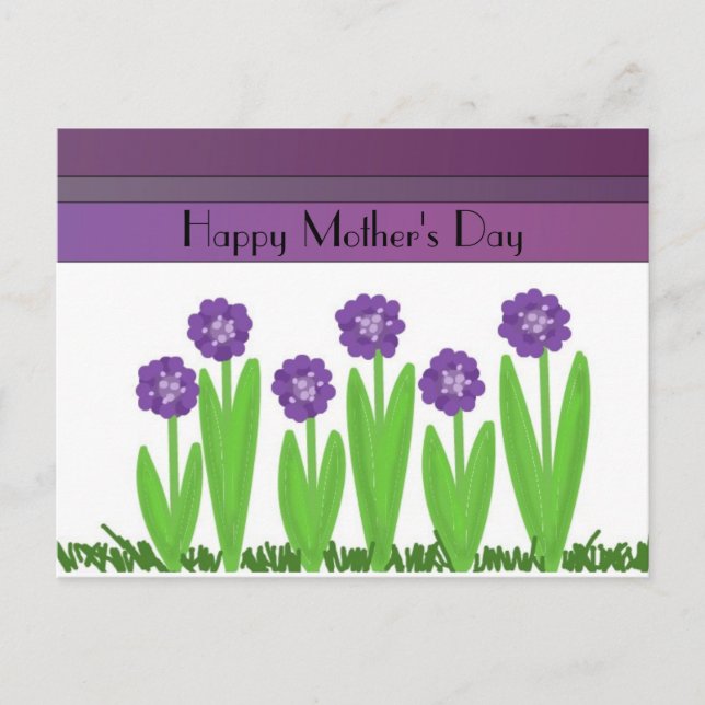 Purple Flowers Mother's Day Greeting Postcard (Front)