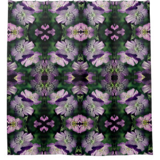 Purple Flowers Multiplied Abstract Pattern Shower Curtain