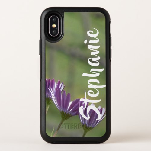 Purple Flowers Name Minimalist OtterBox Symmetry iPhone XS Case