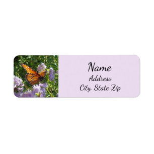 Purple Flowers Nature Photo Monarch Butterfly Label