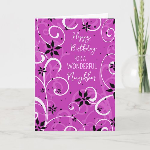 Purple Flowers Neighbor Birthday Card
