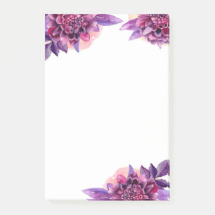 Purple flowers notes. Watercolor lilac floral Post-it Notes