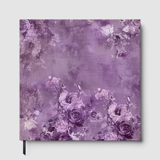 Purple Flowers On a Purple Background Guest Book (Front)