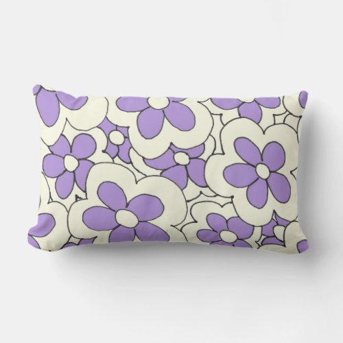 Purple flowers on cream lumbar pillow