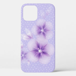 Purple Flowers on Pin Dots Case-Mate iPhone Case