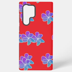 Purple Flowers On Red Samsung Galaxy S22 Ultra Case