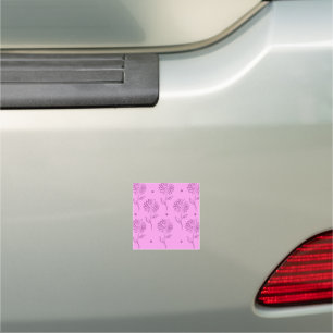 Purple Flowers Outline Pattern Car Magnet