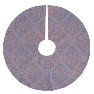Purple Flowers Pattern Brushed Polyester Tree Skirt