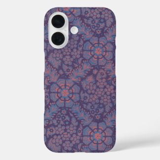 Purple Flowers Pattern iPhone 16 Case