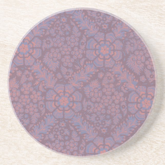 Purple Flowers Pattern Coaster (Front)