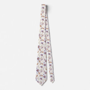 Purple Flowers Pattern Cottagecore Wildflowers Neck Tie