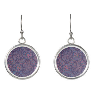 Purple Flowers Pattern Earrings