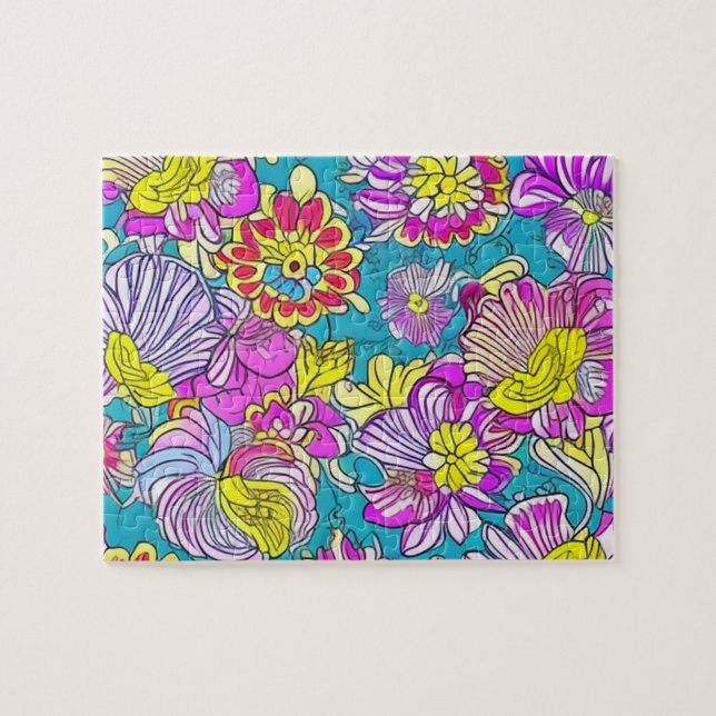 Purple Flowers pattern Jigsaw Puzzle (Horizontal)