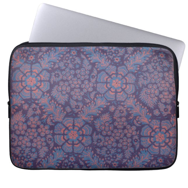 Purple Flowers Pattern Laptop Sleeve (Front)