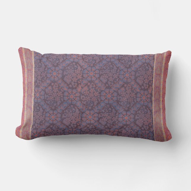 Purple Flowers Pattern Lumbar Pillow (Front)