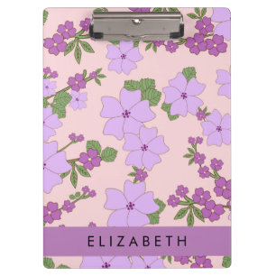 Purple Flowers, Pattern Of Flowers, Your Name Clipboard