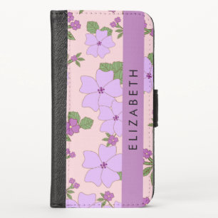 Purple Flowers, Pattern Of Flowers, Your Name iPhone X Wallet Case