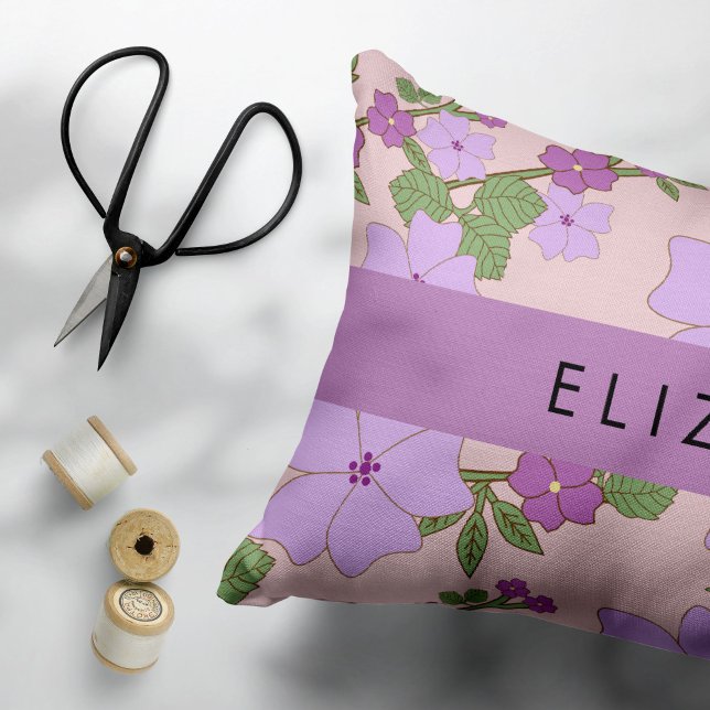Purple Flowers, Pattern Of Flowers, Your Name Pillow Case (Creator Uploaded)