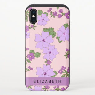 Purple Flowers, Pattern Of Flowers, Your Name iPhone X Slider Case