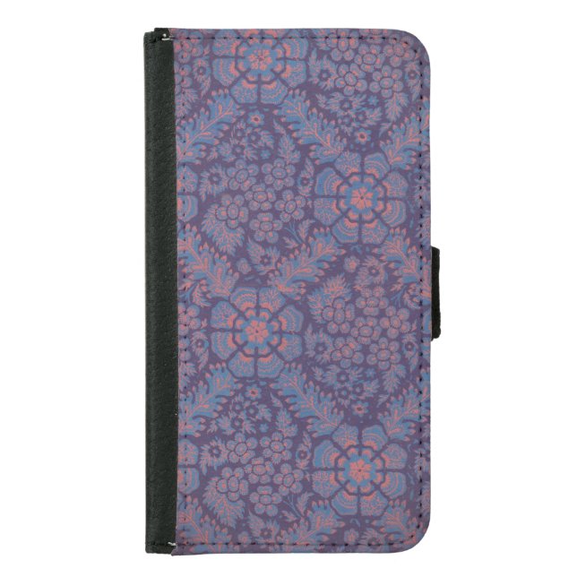 Purple Flowers Pattern Samsung Galaxy Wallet Case (Front)