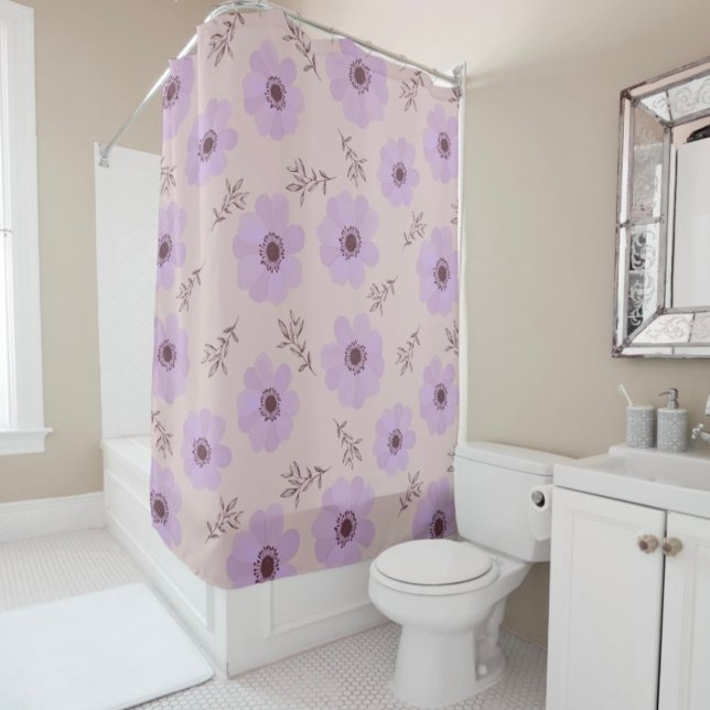 purple flowers patterns shower curtain (Creator Uploaded)