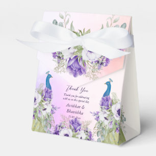 Purple flowers peacock wedding favor gift  boxes