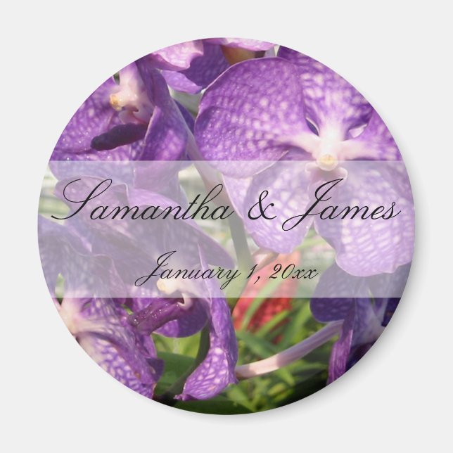 Purple Flowers Personal Wedding Magnet (Front)