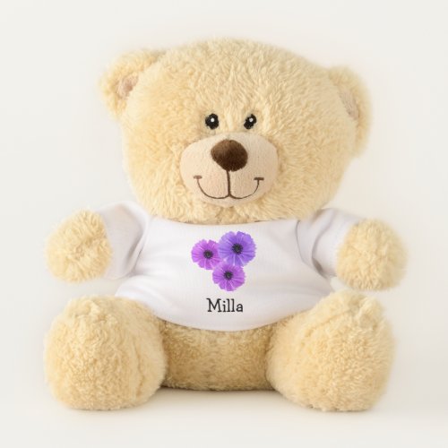 Purple Flowers Personalized Teddy Bear