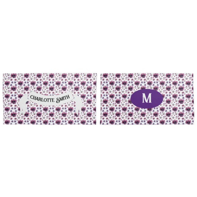purple flowers pillow case (Front-Set)