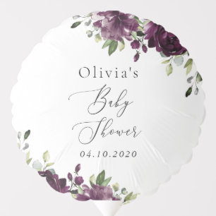 Purple Flowers, Plum Flowers, Boho, Baby Shower Balloon