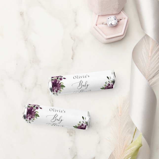 Purple Flowers, Plum Flowers, Boho, Baby Shower Breath Savers® Mints (Wedding)