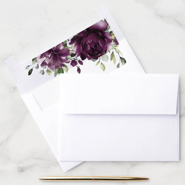 Purple Flowers, Plum Flowers, Boho, Baby Shower Envelope Liner (Desk)