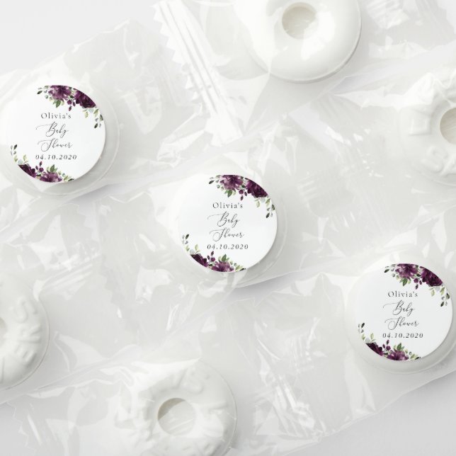 Purple Flowers, Plum Flowers, Boho, Baby Shower Life Saver® Mints (Assorted)
