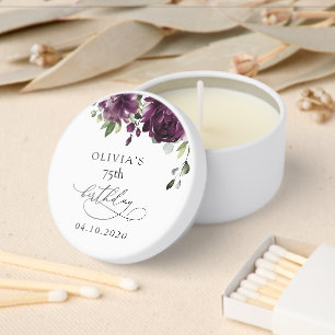 Purple Flowers, Plum Flowers, Boho, Birthday Mini Candle Favors