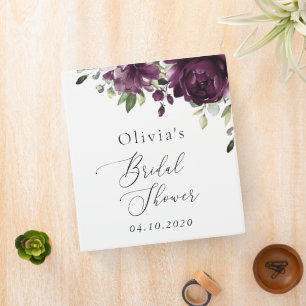 Purple Flowers, Plum Flowers, Boho, Bridal Shower 3 Ring Binder